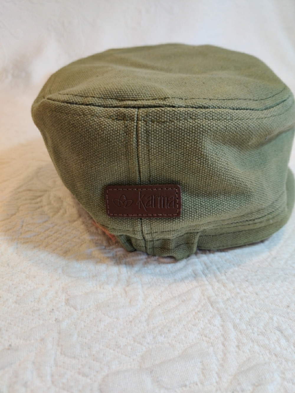 Karma Hat "Find Your Own Bliss" Floral Applique Studded Embroidered Cadet Cap - Picture 3 of 10